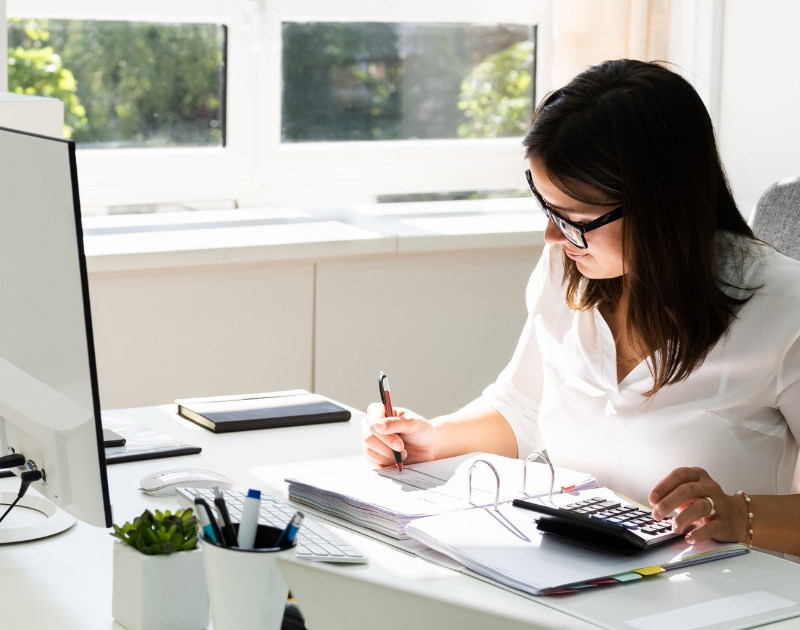Accounting bookkeeper working on bookkeeping
